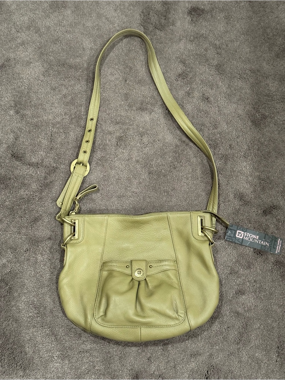 NWT Stone Mountain “Center Stage” Purse Genuine Leather Crossbody Bag - Olive